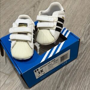 Adidas Kids Superstar Crib Sneakers - White and Black